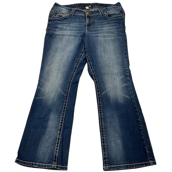 Women's Size 18 Lane Bryan Boot Leg Medium Wash Back Pocket Embroidery Stretch - Picture 1 of 7